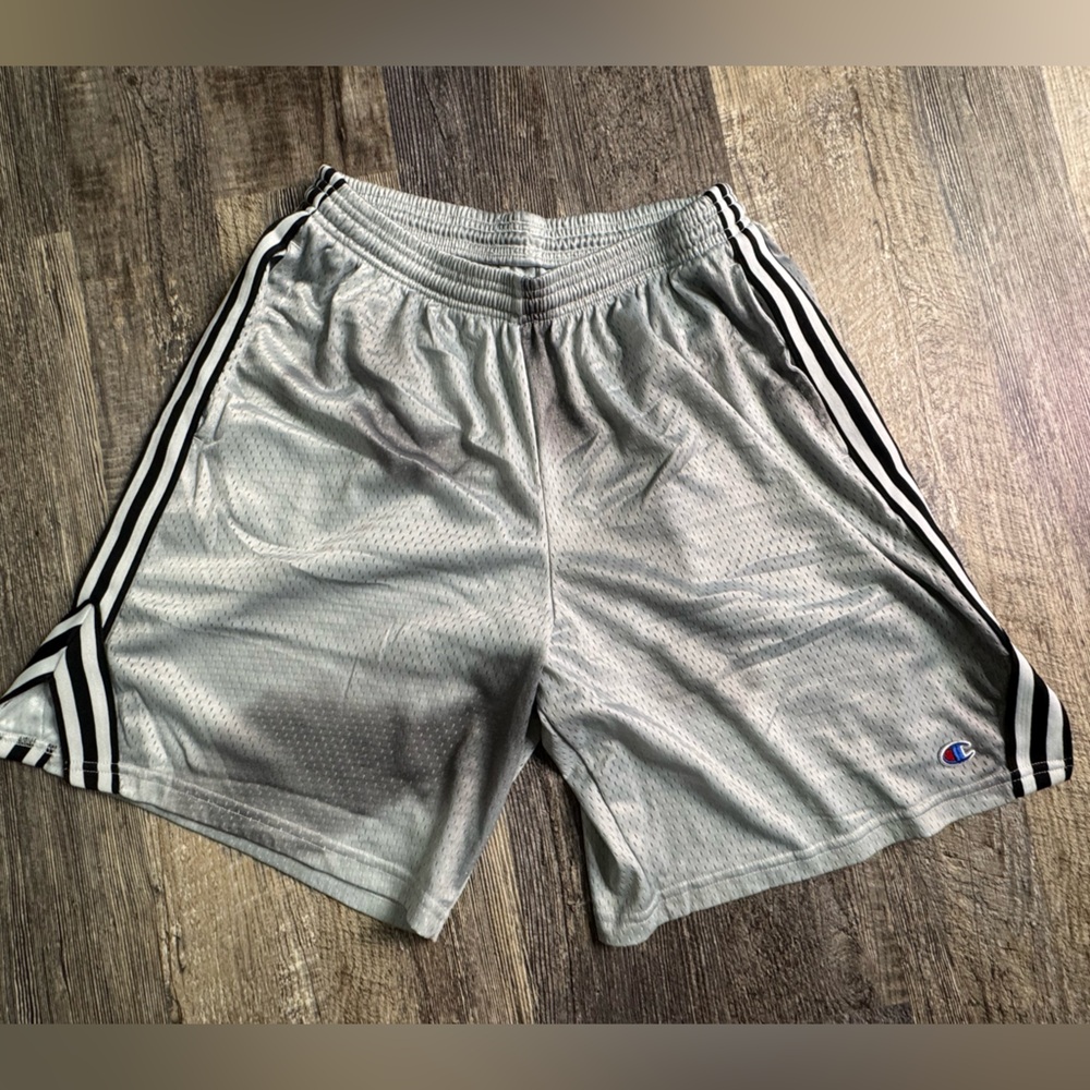 Champion Men’s Large Authentic AthleticWear Gray Black and White Sports Shorts